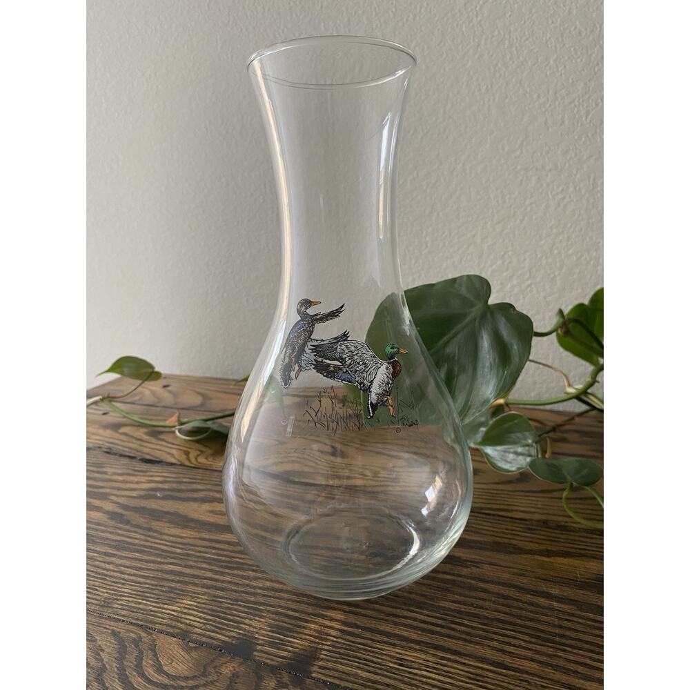 Vintage Midcentury Carafe Glass Duck Carafe Richard Bishop Signed Juice Pitcher